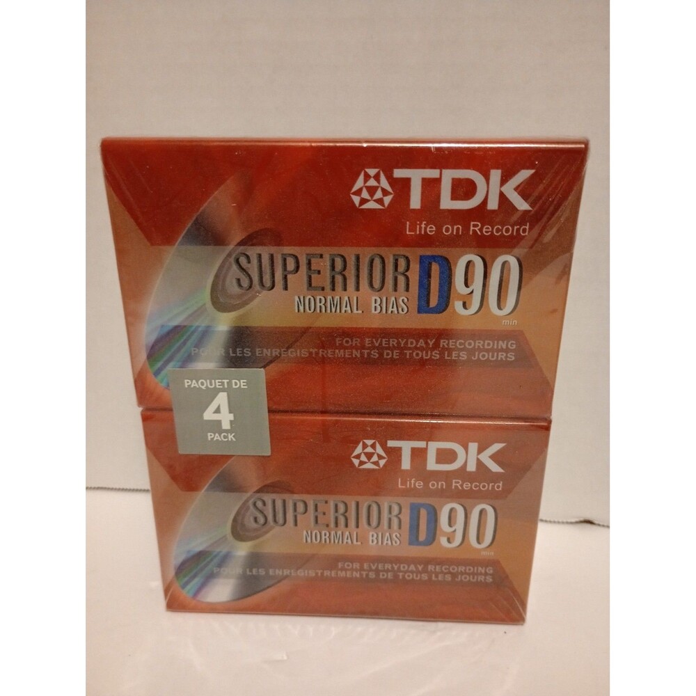 TDK 4-Pack D90 Superior Normal Bias 90 Minute Blank Audio Cassette Tapes Sealed